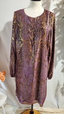 Vtg Chetta B Sherrie Bloom Peter Noviello Silk Flocked Velvet Paisley Dress 14